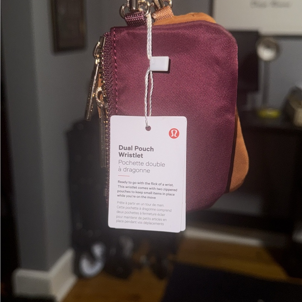 lululemon athletica Burgundy and Tan Wristlet